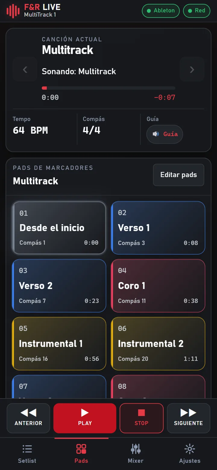 F&R Live en un celular